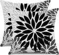 DFXSZ Black Grey Flower Pillow Covers 20x20 Inch Set of 2 White Gray Colored Throw Pillows Outdoor Waterproof Decor for Living Room Sofa Patio Funiture Garden Floral Polyester Pillow Covers 002I20
