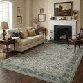 GarveeHome 5x7 Area Rugs Washable Rugs for Living Room, Boho Vintage Rug Non Slip Low Pile Stain Resistance Indoor Soft Large Carpet for Bedroom Dining Room Office Sage Green