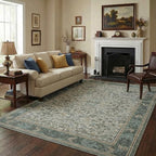 GarveeHome 5x7 Area Rugs Washable Rugs for Living Room, Boho Vintage Rug Non Slip Low Pile Stain Resistance Indoor Soft Large Carpet for Bedroom Dining Room Office Sage Green