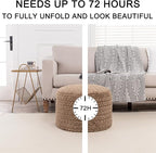 Round Pouf Ottoman 20 x 20 x 14 Inches Boho Poof Home Decor Floor Pouffe Ottoman Foot Rest for Couch Sofa Bean Bag Chairs Living Room Bedroom (Tan)