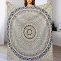Mandala Throw Blanket Retro Eastern Backdrop Swirled Cosmic Lotus Yoga Boho Artwork Blanket for Sofa Bed Couch Chair Or Dorm 60"x80"