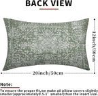 Sage Green Boho Lumbar Pillow Covers 12x20 Inch Bohemian Carpet Pattern Ethnic Pillow Cases for Couch Farmhouse Vintage Geographic Rug Rectangle Pillow Cases for Bed Patio Covers Outdoor Indoor Set 2