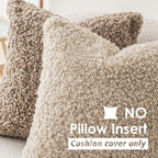 Foindtower 2 Pieces 22x22 Inch Light Khaki, Faux Fur Throw Pillow Cover Accent Sherpa Pillow Fuzzy Soft Pillowcases Sheepskin Decorative Fleece Cushion Case for Bed Couch Living Room
