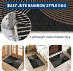 GarveeHome Rainbow Easy Jute Rug 2x3 Entryway Rug Indoor Outdoor Front Door Mat Neutral Non Slip Non Shedding Washable Carpet Farmhouse Kitchen Mat