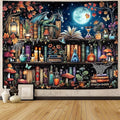 Accnicc Dragon Bookshelf Tapestry Witchy Mushroom Bookshelf Tapestries Wall Hanging Gothic Medieval Fantasy Moon Dark Academia Book Large Tapestry for Bedroom Living Room Dorm 80 x 60 inch