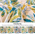 Boho Throw Blanket 60"x80" 100% Cotton Twin Bed Tassel Blanket with Leaf Pattern,Soft Breathable Lightweight Spring Decorative Reversible Blankets for Couch Sofa Decor All Season