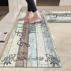 HEBE Anti Fatigue Kitchen Mat Set of 2 Non Slip Cushioned Kitchen Mats for Floor Waterproof Farmhouse Kitchen Rugs and Mats Set Comfort Standing Desk Mat Carpet for Sink,Office,Laundry