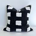 Tufted Boho Throw Pillow Cover, Soft and Luxurious Chenille Fabric, 18x18 inches, Decorative Black and White Pillowcase for Couch, Bedroom, Living Room, Modern Pillowcase for Home Decor