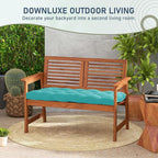 downluxe Outdoor Bench Cushion for Patio Furniture, Water Resistant Tufted Overstuffed Porch Swing Cushions, Thick Outdoor Loveseat Cushions, 44" X 19" X 5", Teal, Set of 1