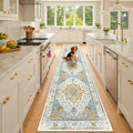 Area Rugs 2'x10' Runner Rug Non Slip Washable for Kitchen Hallway Bedroom Beside Laundry Room Bathroom Rug, Floor Carpet, Light Yellow Carbon Grey Orange