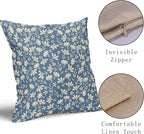 Light Blue Pillow Covers 20x20 Set of 2 Vintage Floral Rustic Old Style Cute Flower Print Decorative Outdoor Pillowcases Seasonal Farmhouse Throw Cushion Case Decor for Couch Sofa Bed