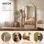 Antok 78" x38” Arched Full Length Floor Mirror, Gold Aluminum Frame, Free Standing/Wall Mount/Leaning for Bedroom, Living Room, Dressing Room