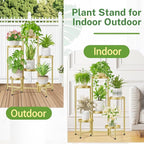 iDavosic.ly Plant Stand Indoor Outdoor, 6 Tier Corner Metal Flower Display Holder Shelf, Folding Tall Orchid Rack for Patio Balcony Porch Garden Living Room House, Gold