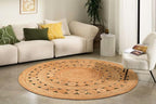 Hand Woven Jute Area Rug - 8' Round - Rustic Beige Reversible Farmhouse Rugs for Bedroom, Kitchen, Living Room - Vintage Natural Braided Entry Floor Décor Circle Boho Round Rugs 8ft