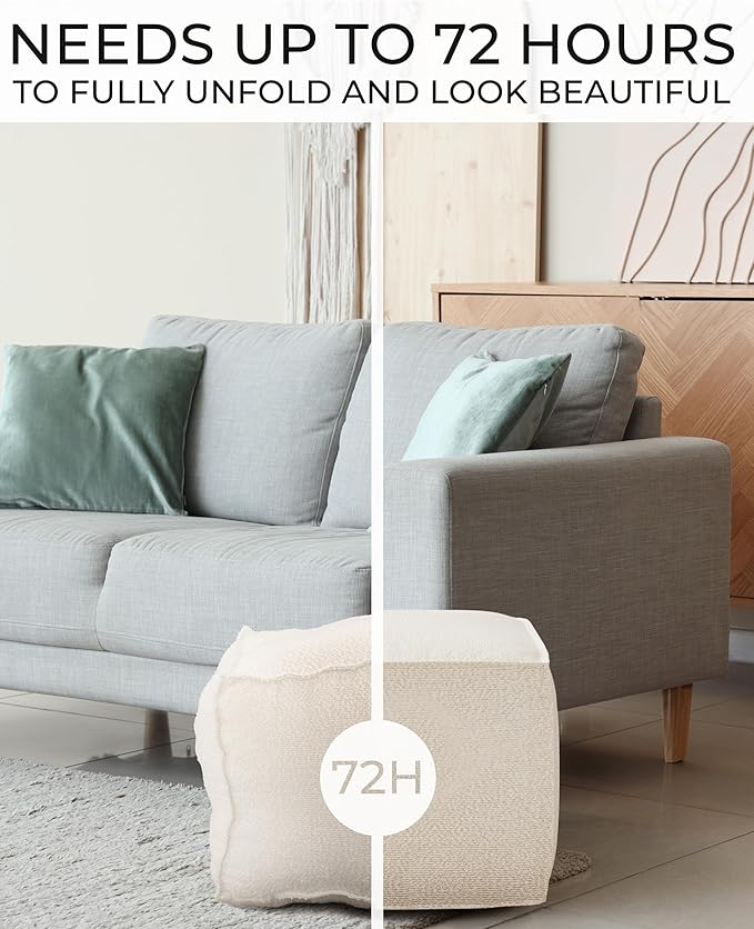 ZICOTO Beautiful Boucle Pouf Ottoman and Foot Rest - Elevate Your Living Room Decor with Lightweight Comfort and Charm - A Round Modern Foam Filled Foot Stool Perfect to Rest Your Feet