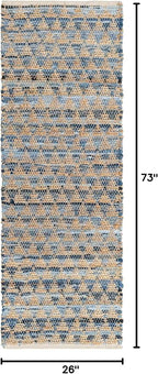Unique Loom Chindi Jute Collection Area Rug (2' 2" x 6' 1" Runner, Navy Blue/ Natural)