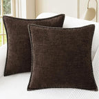 CaliTime Throw Pillow Covers Decorative 26 X 26 Inches Pack of 2 Cotton Thread Stitching Edges Solid Dyed Soft Chenille Cushion Cases for Couch Sofa Bed Living Room Farmhouse Coffee
