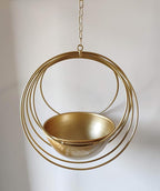 RISEON Boho Gold Metal Plant Hanger,Metal Geometric Hanging Planter, Modern Planter, Mid Century Air Plant Holder Stand, Minimalist Planter for Indoor Outdoor Home Wedding Decor (Gold)