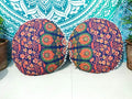 CRAFT KALA Mandala Floor Pillow Cushion Cover Seating Throw Cover Hippie Decorative Bohemian Ottoman Pouf Pom Pom Pillow Cases Boho Indian Cotton Living Room Home Décor 24" Round Set Of 2 Multi Mirchi