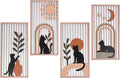 suruim Black Cat Wall Art Set of 4, Cat Wall Decor & Black Cat Decor, Mid-Century 3D Wooden Cat Art Wall Decor for Bedroom Living Room Office Boho Home Decor