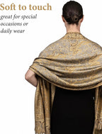 Achillea Reversible Paisley Pashmina Rave Scarf – Exotic Indian Shawls and Wraps for Evening Dresses, Festivals, All Seasons