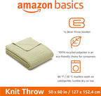 Amazon Basics Chunky Cable Knit Throw Blanket for Couch, Sofa, Bed, Lightweight Soft Cozy, 50" x 60", Sage Green