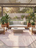 Rugs.com Outdoor Aztec Collection Rug – 8 Ft Octagon Pink Flatweave Rug Perfect for Living Rooms, Kitchens, Entryways