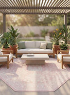 Rugs.com Outdoor Aztec Collection Rug – 5 Ft Octagon Pink Flatweave Rug Perfect for Living Rooms, Kitchens, Entryways