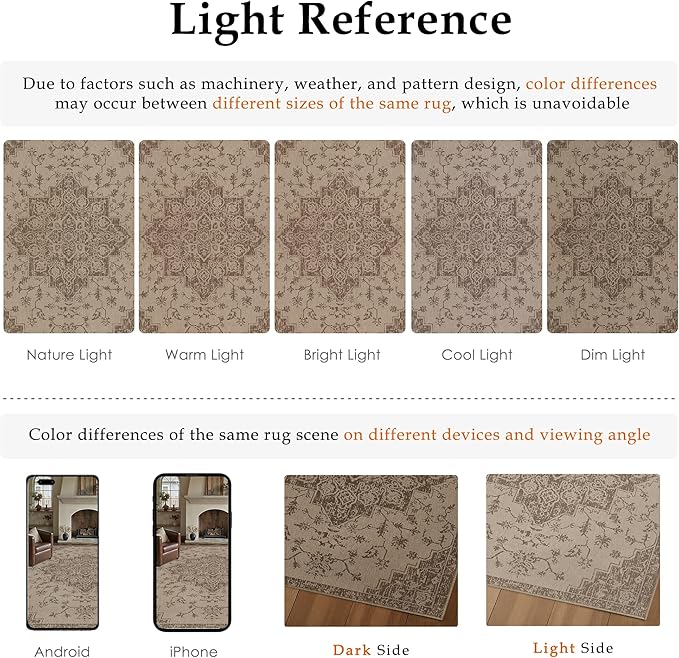 5x7 Easy Jute Outdoor Patio Rug Washable Brown Floral Floral Area Rug for Living Room Lightweight Non Slip No Sheding Carpet Balcony Farmhouse Bedroom Backyard Dining Room Deck