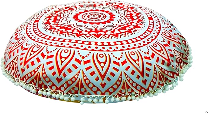 ICC 32" Large Round seat Floor Cushion Chair Ottoman Cover Pouf Pillow Meditation Floor Cushions for Adults Seating pouffe Ottoman Throw Covers Craft Room Furniture for Sitting Cover Fire