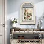 36x24 Inch Farmhouse Wooden Arched Wall Mirror, Distressed Frame with Beaded Boho Detail, Decorative Mirrors for Bathroom Over Sink, Living Room, Entryway, Hallway