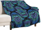 Boho Hamsa Throw Blanket Fatima Hand Bohemian Retro Mandala Blanket for Sofa Bed Couch Chair Or Dorm 70"x80"