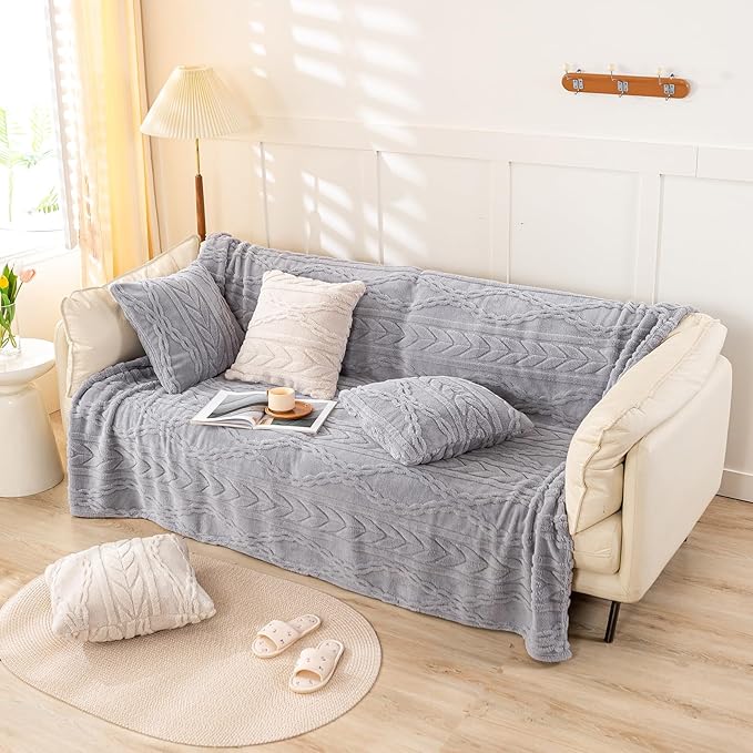 YUSOKI Twin XL Blanket Single Layer,Weight(3.1lb),370GMS-3D Stylish Design for Gift Home Decor (Light Grey,65"x90")