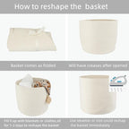 Cotton Rope Basket For Girls Boys Kids 16”X14” Baby Laundry Baskets Nursery Bin Round Woven Basket Organizer For Storage Toys Blankets Shoes Clothes white