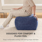 Anji Mountain Pouf Ottoman Foot Rest, Handmade Ottoman Pouf, Comfortable Foot Stool, Decorative Floor Seating for Living Room Decor, Bedroom & Home Décor Accent - Blue