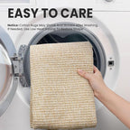 EARTHALL Washable Runner Rug 2x7 Ft Non Slip Runners for Hallways Cotton Rubber Backed Kitchen Runner Braided Indoor Floor Carpet Runners for Entryway, Hallway, Kitchen, Bedroom, Golden Beige/White