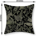 Black Pillow Covers 18x18 Set of 2 Sage Green Wildflower Leaf Plant Decorative Pillowcase Tropical Fern Herbs Botanical Floral Cushion Case Decor Summer Outdoor Throw Pillows for Couch Sofa