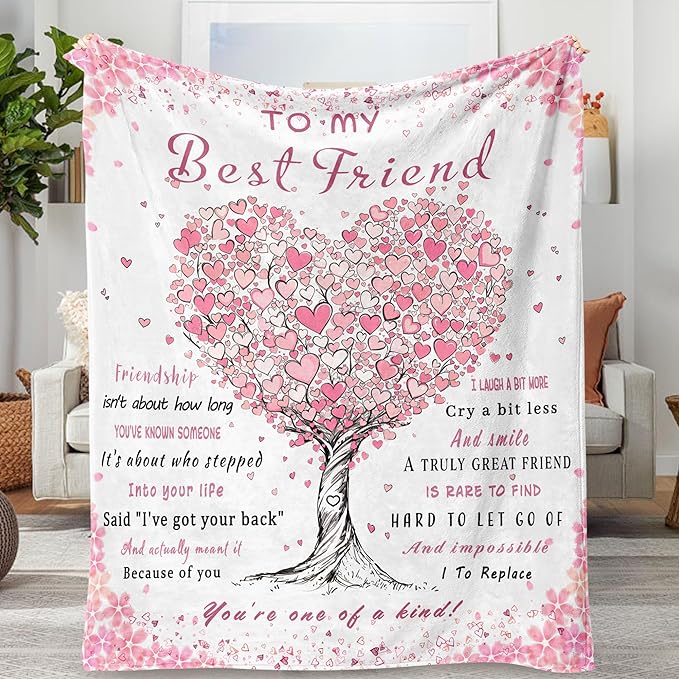 Aipon Best Friend Blanket, Best Friend Birthday Gifts for Women Friendship, Bestie Gifts Blanket 60"x 80" for Soul Sister, Best Friends Blankets for Women BFF Friends Wedding Graduation Gift