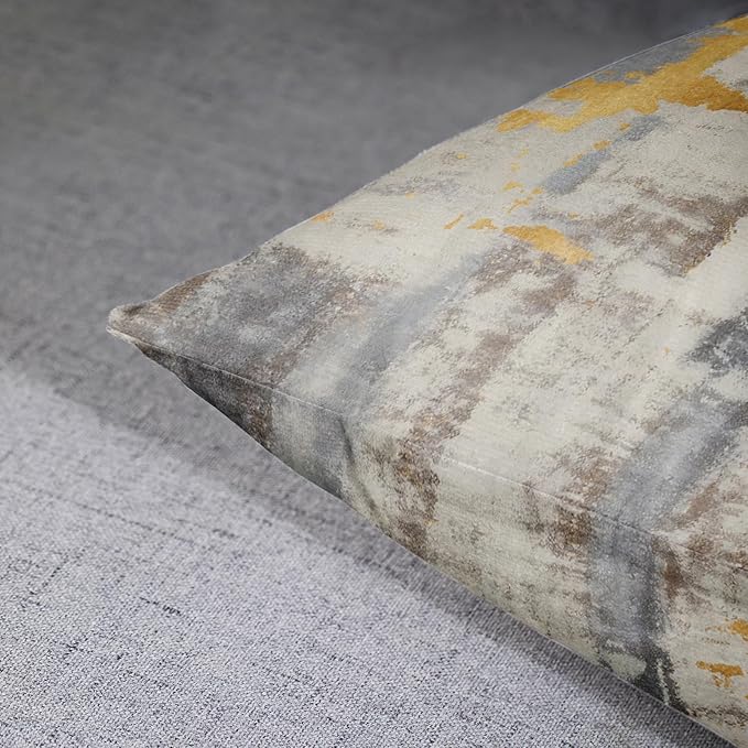 Britimes Throw Pillow Covers Modern Home Art Decor, 18 x 18 Inches Set of 2 Abstract Oil Painting Pillowcases for Bedroom, Living Room, Cushion Couch Sofa, Abstract Golden Grey