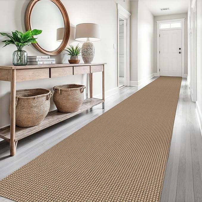 EARTHALL Runner Rug 3x18 Ft Washable Runners for Hallways Extra Long Woven Non Slip Entryway Runner Braided Kitchen Runner Indoor Outdoor Carpet Runners for Hotels, Officel, Stair, Orange/Tan/Brown