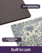 DEXI Kitchen Mats for Floor Cushioned, 23x59 Extra Large Wide Runner Rug Non Slip, Waterproof Soft Comfort Standing Padded Anti Fatigue Decorative, Blue White