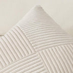 Topfinel 24x24 inches Pillow Covers Set of 2 Cream White Corduroy Decorative Throw Pillow Covers for Sofa Couch Bed, Windmill Textured Striped Patchwork Couch Spring Pillow Case 60x60 cm