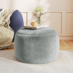 Round Stuffed Pouf Ottoman for Foot Rest, A Round Modern Foam Filled Poufs, Floor Chair for Living Room, Nursery, Dorm, A Soft Modern Foot Stool Perfect to Rest Your Feet (Grey, 20Inch)