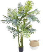 Artificial Palm Tree, 6ft Golden Cane Fake Palm Plant with Basket, Large Phoenix Palm UV Resistant Faux Plants for Indoor Outdoor Home Garden Patio Office Décor