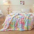 LIFEREVO Fluffy Faux Rabbit Fur Bubble Throw, Rainbow Plush Shaggy Blanket for Couch Sofa Chair, Soft Cute Tie Dye Furry Blanket Adults Kids Girls, Fuzzy Throw for Bedroom Living Room, 50x60, Rainbow