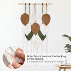NYEONHRT Macrame Wall Hanging Boho Leaf and Feather Tapestry Handmade Woven Wall Art for Living Room Bedroom Nursery Decor 16x31 Inch (Brown green)