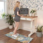 GENIMO Kitchen Mats for Floor 2PCS, Cushioned Kitchen Rugs Non Slip Washable, Farmhouse Anti Fatigue Mat Waterproof, Comfort Standing Mat Rug for Office, Home, Laundry, 17.3"x47"+17.3"x30", Aqua