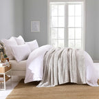 Ultra Soft Fleece Sherpa Blanket King Size, Lightweight Cozy Pattern Reversible Bed Blanket for All Season,2 Tones Ombre Light Brown,104”x90”