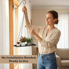 2 Pack Plant Hanger Indoor Outdoor (Length -15.5"), Metal Hanging Plant Shelf, Large Hanging Planter for Indoor Plants | Hanging Plant Holder, Extender Chain, NO Plant/Pot incld (2 Packs)