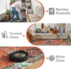 Moynesa Tiger 3x5 Washable Rug, Boho Area Rugs for Entryway, Non Slip Small Rug for Bedroom, Ultra Thin Botanical Vintage Soft Accent Carpet for Kitchen Entry Laundry Room, Rust